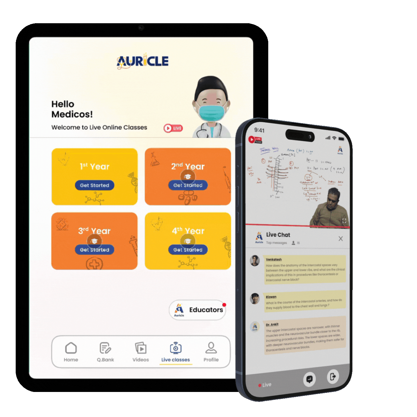 Experience real-time learning with <span style="color: #0071e3;">Live, interactive classes.</span>
